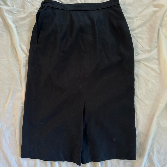 Vintage Black Pure Wool Pencil Skirt Old Money Iconic Quiet Luxury Business - Picture 7 of 7